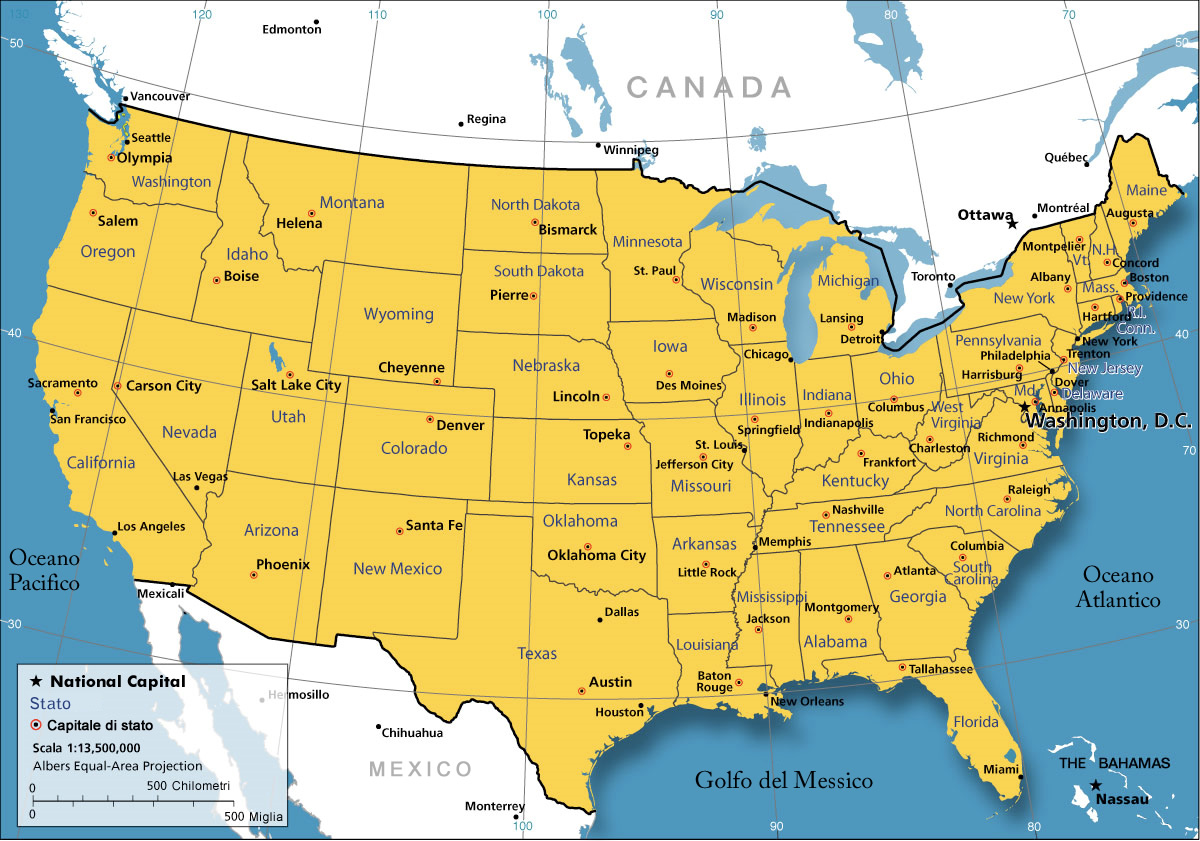 Cartina Stati Uniti